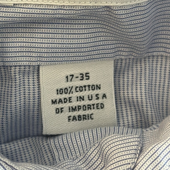 Brooks Brothers‎ Makers Collection Blue Pinstripe Dress Shirt Men's Size 17-35 - Picture 9 of 13